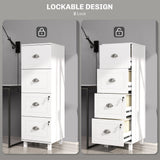 4 Drawer File Cabinet with Lock, Office Filing Cabinet, A4 Letter Size, Hanging File Folders