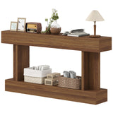 63 Inch Long Console Table, Vintage Narrow Entryway Table with Storage Shelf for Living Room and Hallway