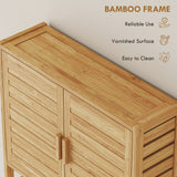 Over the Toilet Cabinet, Bathroom Organizer with 2 Doors, Open Compartment and Adjustable Shelf