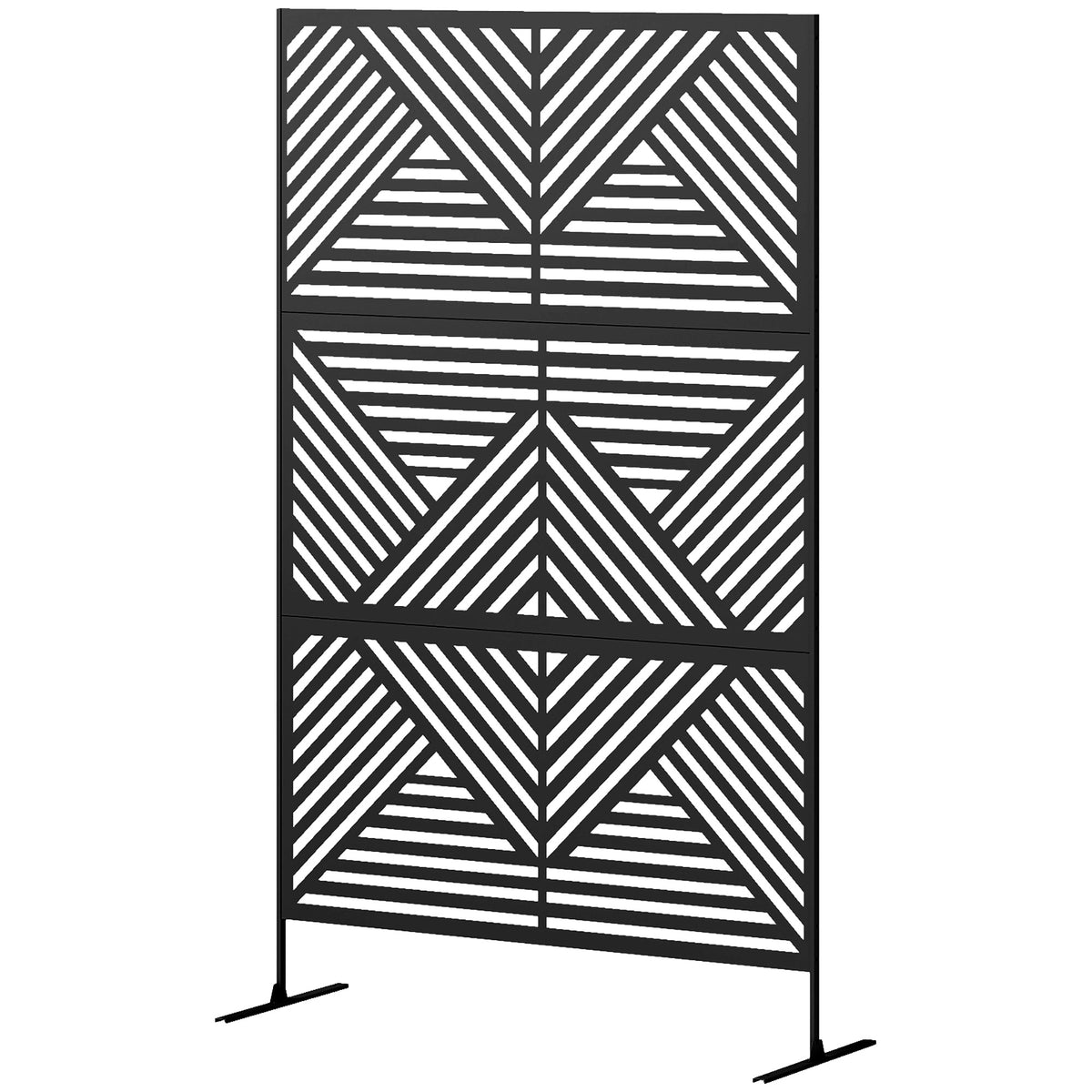 Metal Outdoor Privacy Screen, Freestanding Outdoor Divider with Stand, 78