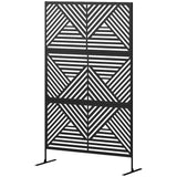 Metal Outdoor Privacy Screen, Freestanding Outdoor Divider with Stand, 78