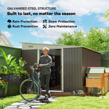 11' x 9' Steel Garden Storage Shed, Outdoor Metal Tool House with Double Sliding Doors