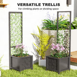 Galvanized Raised Garden Bed with Trellis, Metal Planter Box with Drainage Holes for Climbing Plants