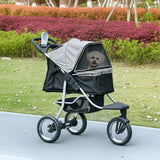 Small Dog Stroller, 3-Wheel Foldable Pet Stroller with Adjustable Canopy and Zippered Mesh Door for Pet Owners
