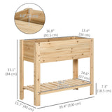 Raised Garden Bed with Legs, Elevated Box Planter with Storage Shelf