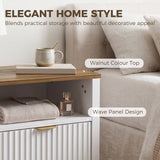Modern Nightstand with 2 Fluted Drawers, Bedside Table with Open Storage Shelf