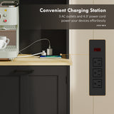 Kitchen Pantry Cabinet with Charging Station, 7 Gallon Trash Can Cabinet, Adjustable Shelves and Acrylic Doors