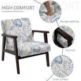 Fauteuil d'appoint Mid-Century Modern Fauteuil rétro en tissu avec accoudoirs en bois et rembourrage pour salon