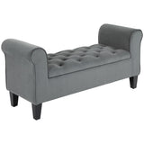 Button Tufted Storage Ottoman Bench, End of Bed Bench with Rolled Arms