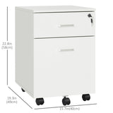 2 Drawer File Cabinet with Lock and Keys, Mobile Vertical Filing Cabinet with Wheels and Drawers