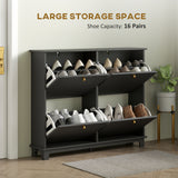 Meuble de Rangement pour Chaussures Moderne, Cabinet Étroit avec 4 Tiroirs à Bascule, Tablettes Ajustables, 5 Pieds pour Entrée