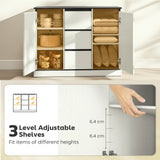 Buffet Cabinet with Soft-Close Hinges, Modern Sideboard with 3 Drawers and 2 Adjustable Shelves