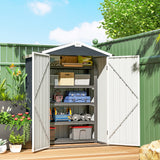 4.4' x 3' Outdoor Storage Shed with Double Doors, Metal Garden Shed for Backyard Patio