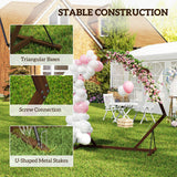 7FT Heptagon Wooden Wedding Arch with Triangular Base