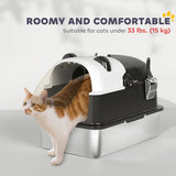 Panda Style XL Stainless Steel Cat Litter Box with Lid, 23.7