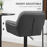 Swivel Barstools Set of 2 Adjustable Bar Stools with Footrest Armrests and PU Leather Back for Dining Room Black