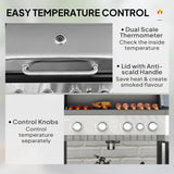 4+1 Burner Liquid Propane Gas Grill Outdoor Portable BBQ with Side Burner, Warming Rack, Side Shelf, Storage Cabinet, 4 Wheels