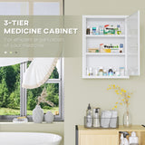 Armoire à pharmacie verrouillable, boîte murale médicale 3 étages en acier avec 2 clés et tablettes pour salle de bain