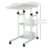 Bureau debout mobile, bureau debout réglable en hauteur 31,5 pouces avec roues pour bureau à domicile
