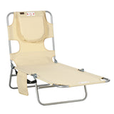 Folding Outdoor Lounge Chair, 5-Level Tanning Chair with Face Hole