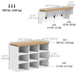 2-in-1 Hall Tree, 5-Hook Coat Rack Shoe Bench Set w/ Bench and Shoe Storage for Entryway