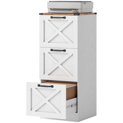 3 Drawer File Cabinet with Silent Slides, Vertical Farmhouse Filing Cabinet Fits Letter/A4 Size Home Office