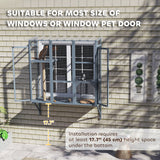 Wooden Catio Outdoor, Cat Window Box Enclosure for 2-3 Large Cats with 2 Jumping Platforms & Scratching Post