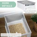 Top Entry Enclosed Kitty Litter Box with Scoop, Tray, Large Space, Foldable