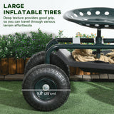 Garden Cart Garden Seat on Wheels with Tool Tray, 360° Swivel and Height Adjustable Seat