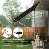 10x5ft Manual Retractable Awning, Patio Sun Shade Canopy Shelter with 5.6-9.2ft Support Pole