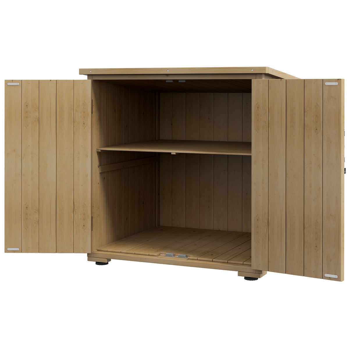 Wooden Outdoor Storage Cabinet, Garden Shed Potting Shed with Shelf and Double Doors