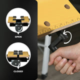 Établi portable, support d'outils d'atelier avec table de travail réglable en hauteur sur 6 niveaux, table de scie de menuisier avec 4 pinces, cadre en acier