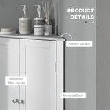 Modern Bathroom Storage Cabinet, Corner Cabinet with Doors, Bathroom Cabinet with Adjustable Shelf and Recessed Door