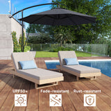 9.5' Cantilever Umbrella with Wind Protection Strap and Cover, Hanging Umbrella with Crank and Cross Base