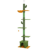 Arbre-tour à chat sol au plafond avec hauteur ajustable de 90,5 po à 108 po