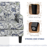 Upholstered Armchair, Mid-Century Accent Chair with Floral Pattern
