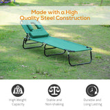 Folding Outdoor Lounge Chair, Portable Reclining Beach Lounger with Face Hole, 3-Position Adjustable Backrest