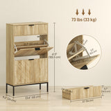 Meuble à chaussures étroit avec tiroirs basculants, cabinet à chaussures avec tablettes ajustables, tiroir coulissant, capacité 8 paires