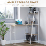 Computer Desk with Storage Sheves and Foldable Tabletop, Writing Desk for Home Office and Study