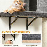 4Pcs Cat Wall Shelves with Scratching Post & Pad, Bed, Hanging Pompoms