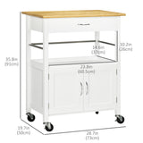 Kitchen Cart, Small Kitchen Island with Storage Drawer & Side Hooks for Dining Room