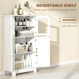 Bathroom Floor Storage Cabinet with Tempered Glass Doors and Adjustable Shelf