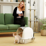 Large Stainless Steel Cat Litter Box with Lid
