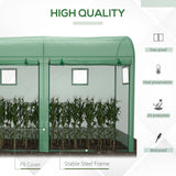 Outdoor Garden Greenhouse, Steel Greenhouse tent with 2 Doors and 4 Windows for Backyard, 9.8'x3.3'x6.6'