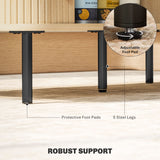 Coffee Table with Storage, Nordic Side Table with Fluted Tambour Sliding Doors and Steel Legs for Living Room