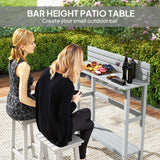 110cm Rectangle Outdoor Bar Table with Built-in Footrest