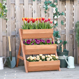 3 Tier Elevated Planter Box, Vertical Wooden Raised Garden Bed for Flowers, 26