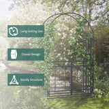 Arche de jardin acier 6,7 pi avec portail, tonnelle cour extérieure pour plantes grimpantes décoration pelouse