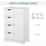 Bathroom Storage Cabinet, Floor Cabinet with Adjustable Shelf and 4 Drawers