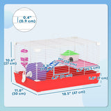 18.5'' Hamster Cage with Exercise Wheel and Water Bottle Dishes, Rat House and Habitats 2 Storey Design